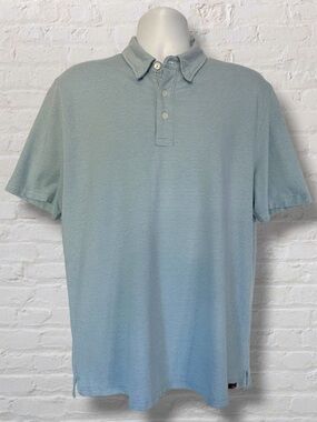 Faherty Men’s XL Light Blue Micro Stripe Polo Shirt Supima Modal Stretch
